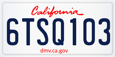 CA license plate 6TSQ103