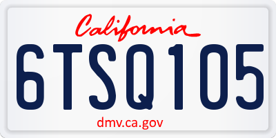 CA license plate 6TSQ105