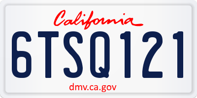CA license plate 6TSQ121