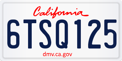 CA license plate 6TSQ125