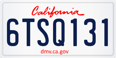 CA license plate 6TSQ131