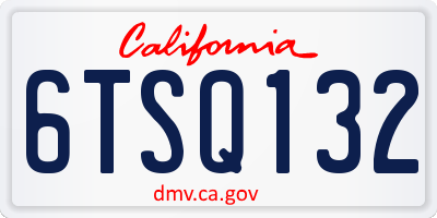 CA license plate 6TSQ132