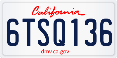 CA license plate 6TSQ136