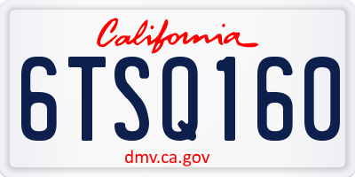 CA license plate 6TSQ160