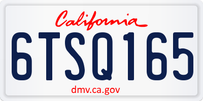 CA license plate 6TSQ165