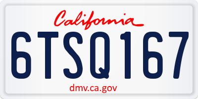 CA license plate 6TSQ167
