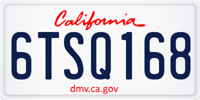 CA license plate 6TSQ168