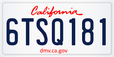 CA license plate 6TSQ181