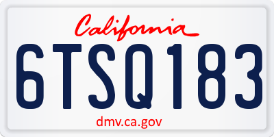 CA license plate 6TSQ183