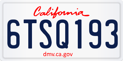 CA license plate 6TSQ193