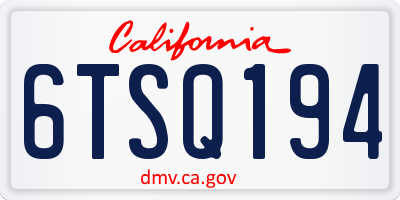 CA license plate 6TSQ194