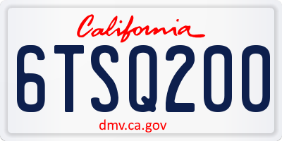 CA license plate 6TSQ200