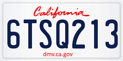CA license plate 6TSQ213