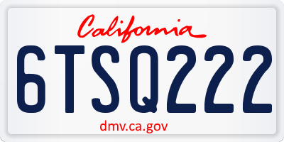 CA license plate 6TSQ222