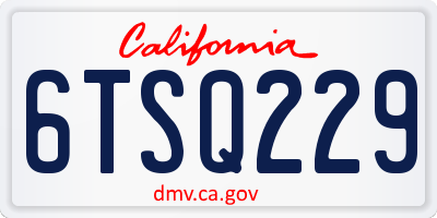 CA license plate 6TSQ229