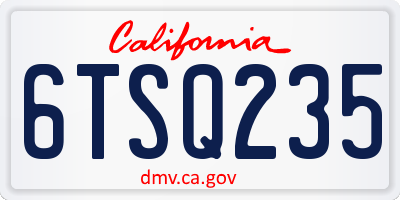 CA license plate 6TSQ235