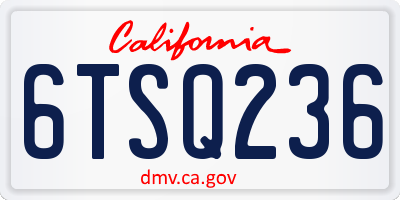 CA license plate 6TSQ236