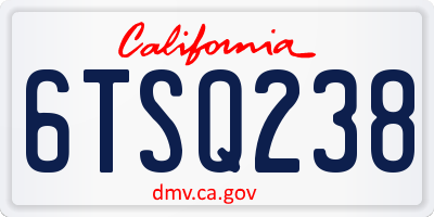 CA license plate 6TSQ238