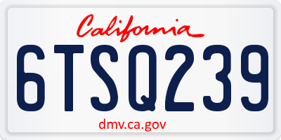 CA license plate 6TSQ239