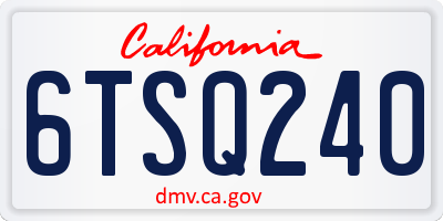 CA license plate 6TSQ240