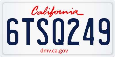 CA license plate 6TSQ249