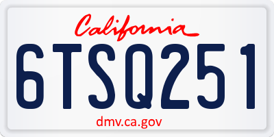 CA license plate 6TSQ251