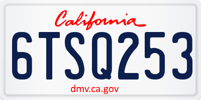 CA license plate 6TSQ253