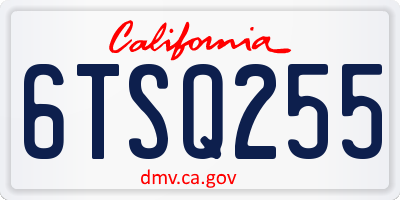 CA license plate 6TSQ255