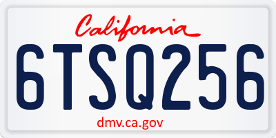 CA license plate 6TSQ256
