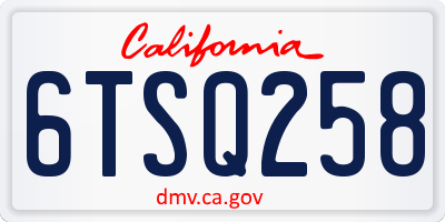 CA license plate 6TSQ258