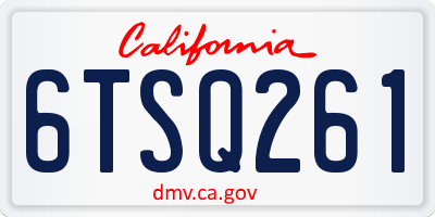 CA license plate 6TSQ261