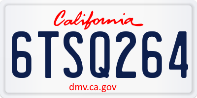 CA license plate 6TSQ264