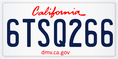 CA license plate 6TSQ266