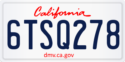 CA license plate 6TSQ278