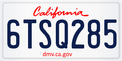 CA license plate 6TSQ285