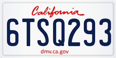 CA license plate 6TSQ293
