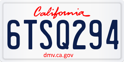 CA license plate 6TSQ294