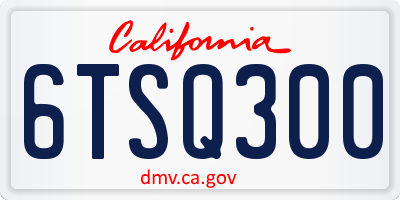 CA license plate 6TSQ300