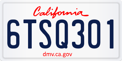 CA license plate 6TSQ301