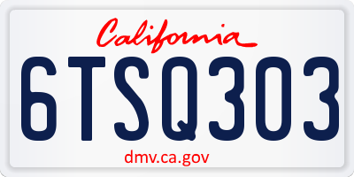 CA license plate 6TSQ303