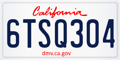 CA license plate 6TSQ304