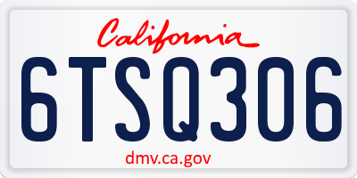 CA license plate 6TSQ306