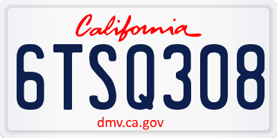CA license plate 6TSQ308