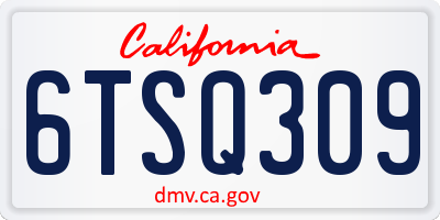 CA license plate 6TSQ309