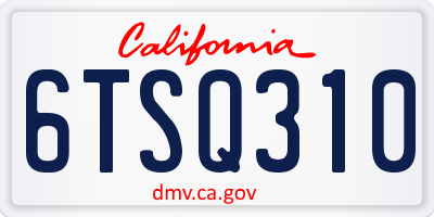 CA license plate 6TSQ310