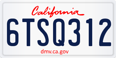 CA license plate 6TSQ312