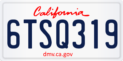 CA license plate 6TSQ319