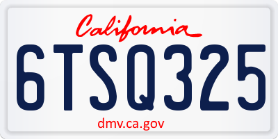 CA license plate 6TSQ325