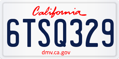 CA license plate 6TSQ329