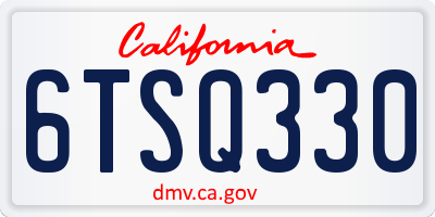 CA license plate 6TSQ330